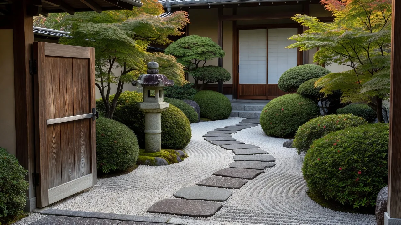 住宅玄関アプローチの植栽